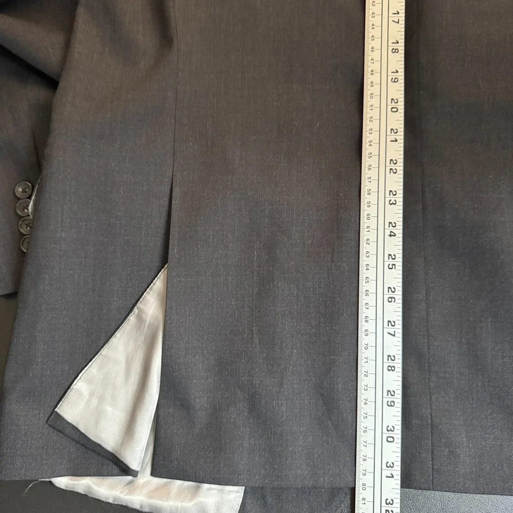 Hart Schaffner Marx Sport Coat Mens 46L Charcoal Gray Solid Wool Blazer New York